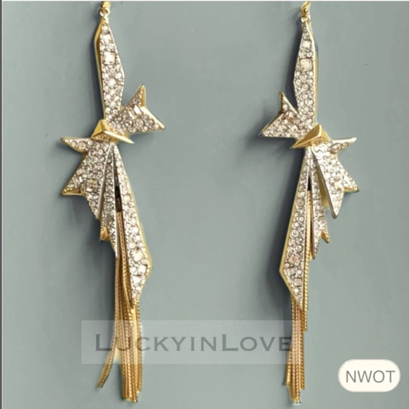 Alexis Bittar Jewelry - ALEXIS BITTAR • Origami Crystal Bow Fringe Drop Matte Silver Statement Earrings
